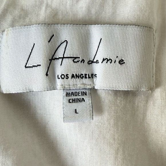 L'Academie White Long Sleeve Ruffle the alexis mini Dress Buttoned cuffs 
size L - Picture 2 of 8